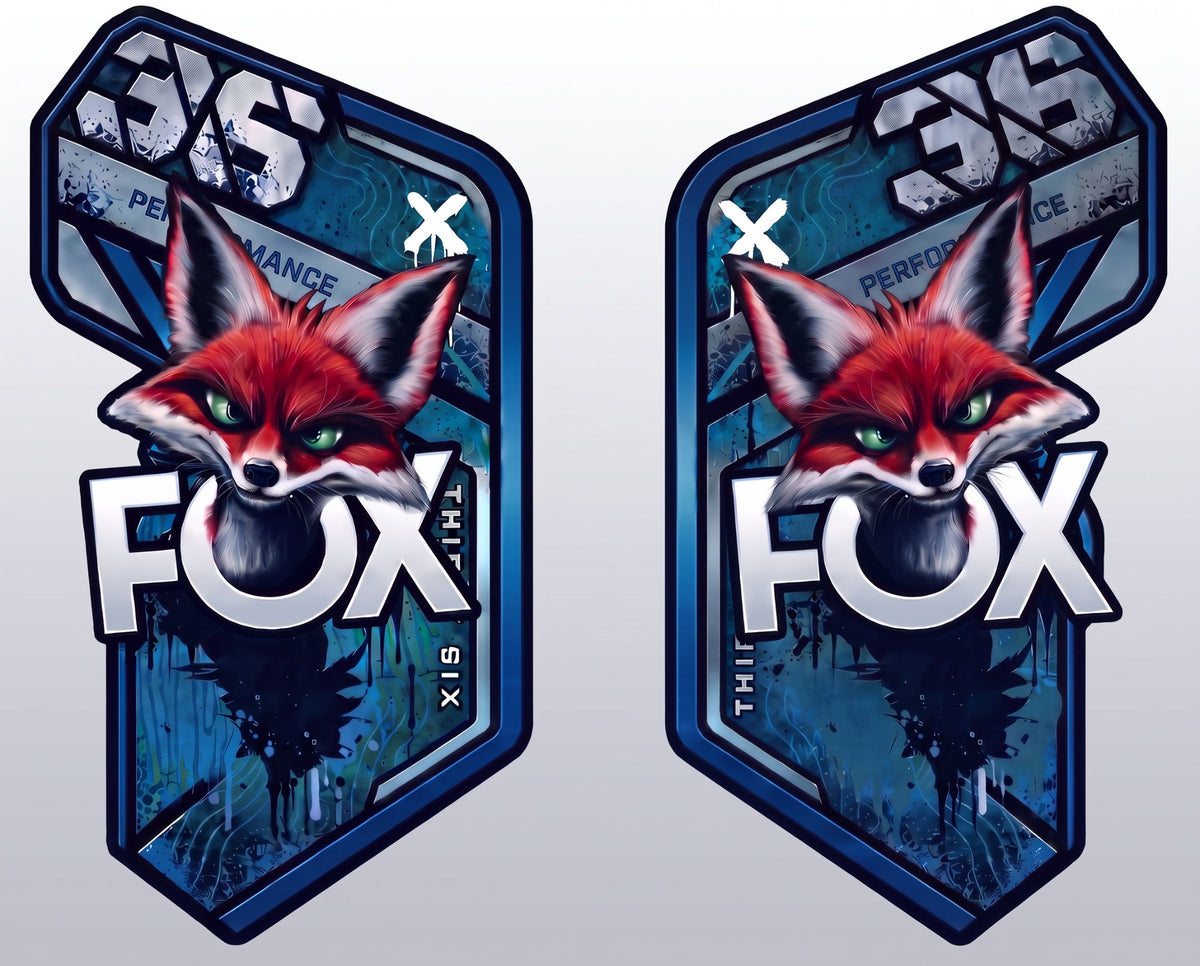 Fuchs Gabelaufkleber-Set Blau, links und rechts