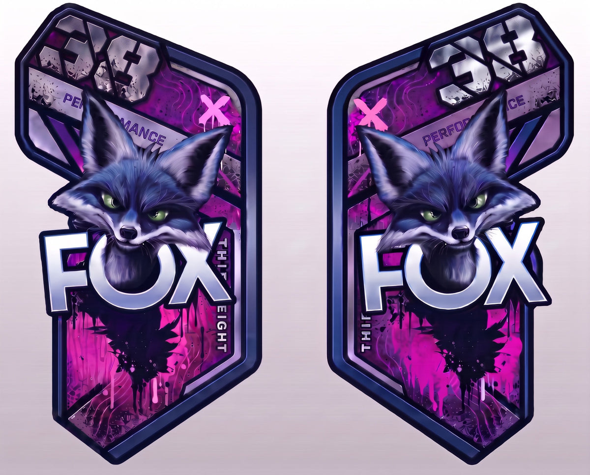 Fuchs Gabelaufkleber-Set Lila-Pink, links und rechts