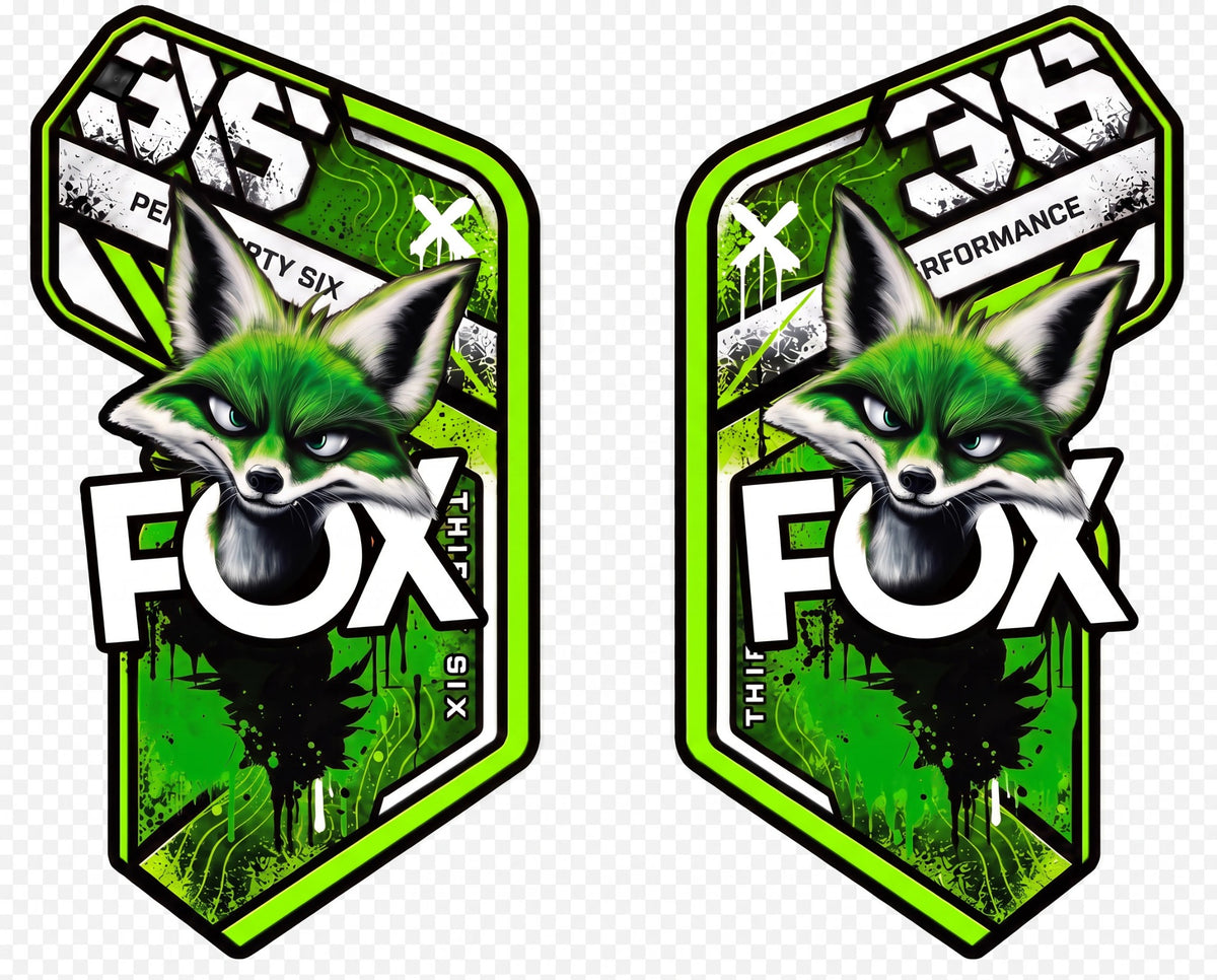 Fuchs Gabelaufkleber-Set Lime, links und rechts
