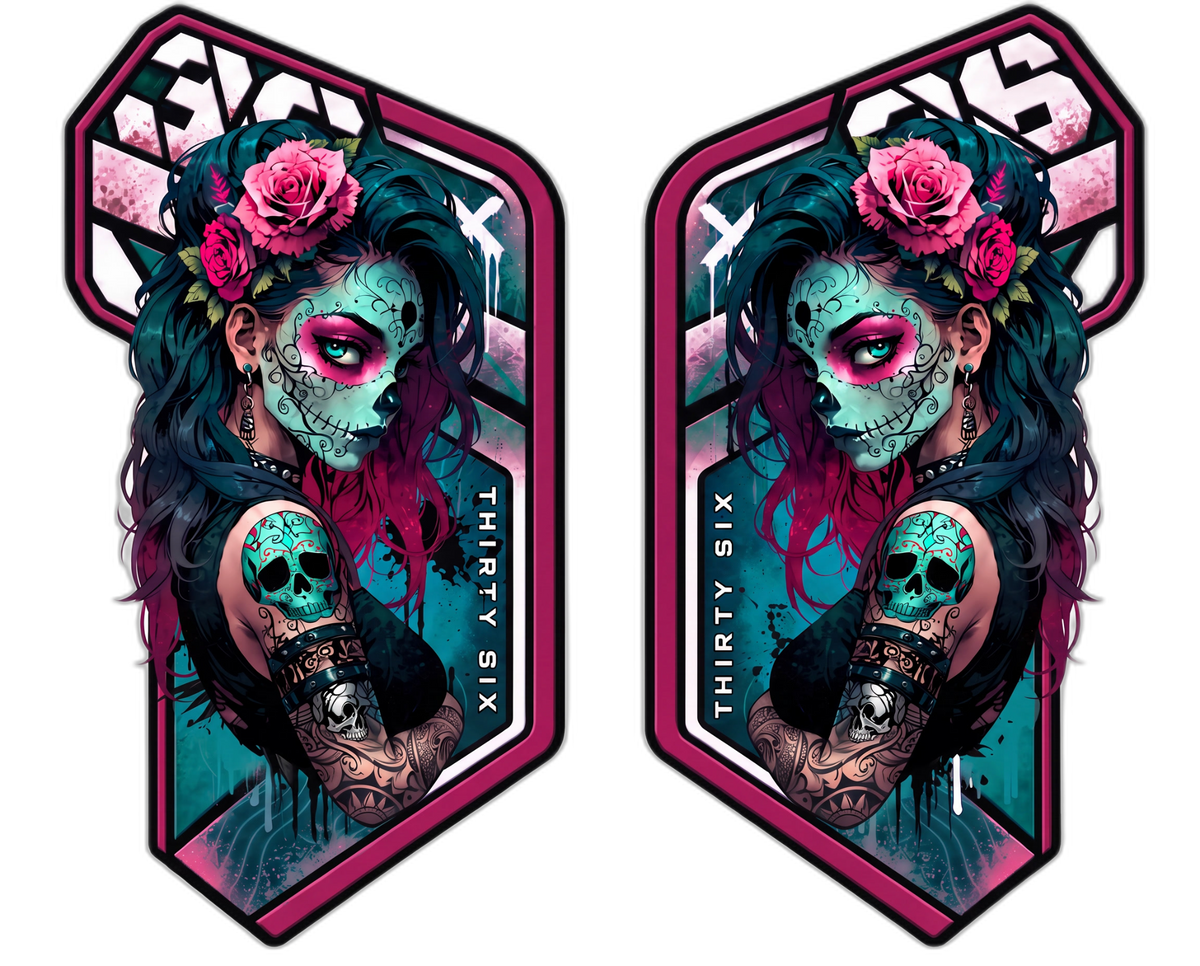 La Catrina Gabelaufkleber-Set Petrol-Beere, links und rechts, Designvorschau 36