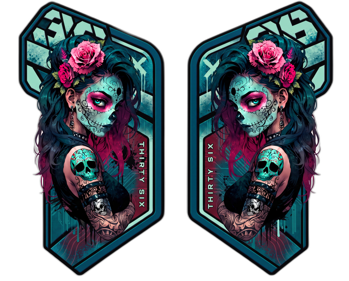 La Catrina Gabelaufkleber-Set Petrol-Mint, links und rechts, Designvorschau 36