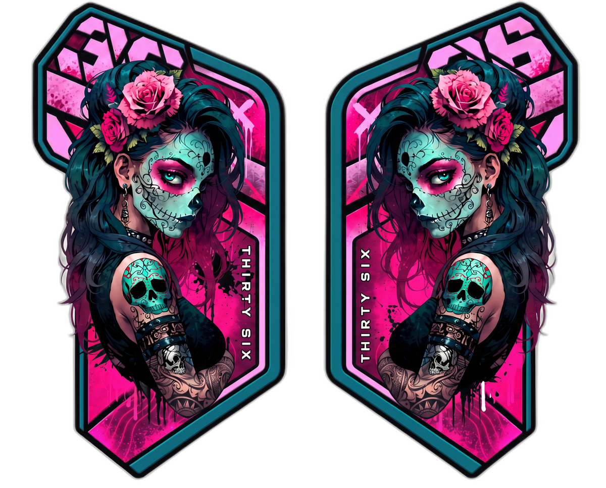La Catrina Gabelaufkleber-Set Pink-Petrol, links und rechts, Designvorschau 36